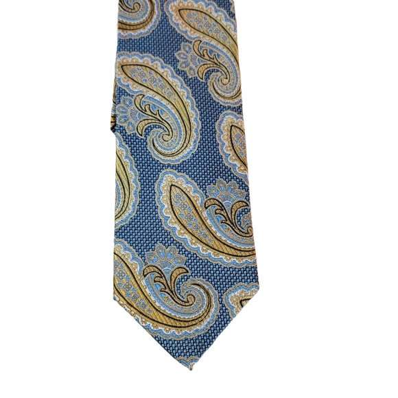 Bruno Piattelli Roma Regal Blue/Gold Paisley Men's Tie - Picture 6 of 14